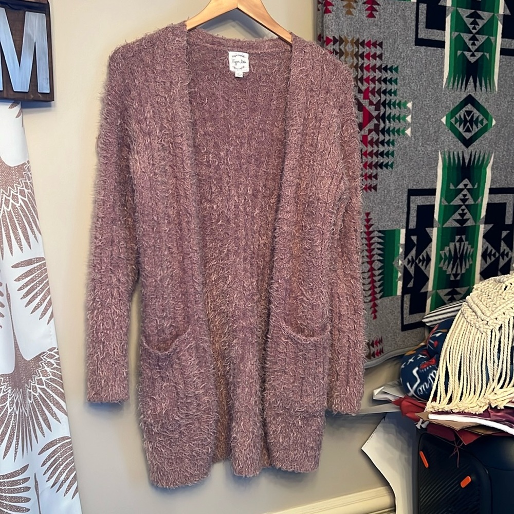NWOT Hippie Rose plumberry open front duster cardigan sz sm